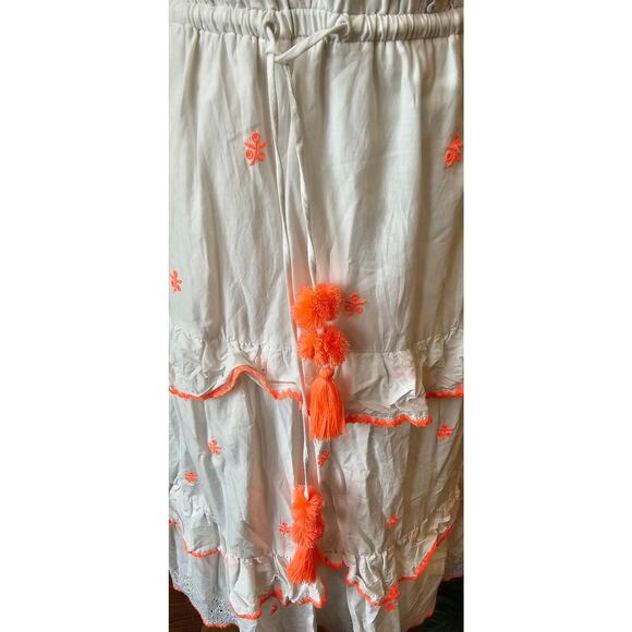 J.Crew Embroidered Flutter Sleeve Voile Tiered Midi Dress w/ Pompom Women Size 6 - Picture 6 of 9